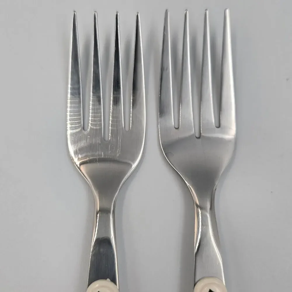 Two Pfaltzgraff Snow Village Stainless Steel Salad Fork Replacements
